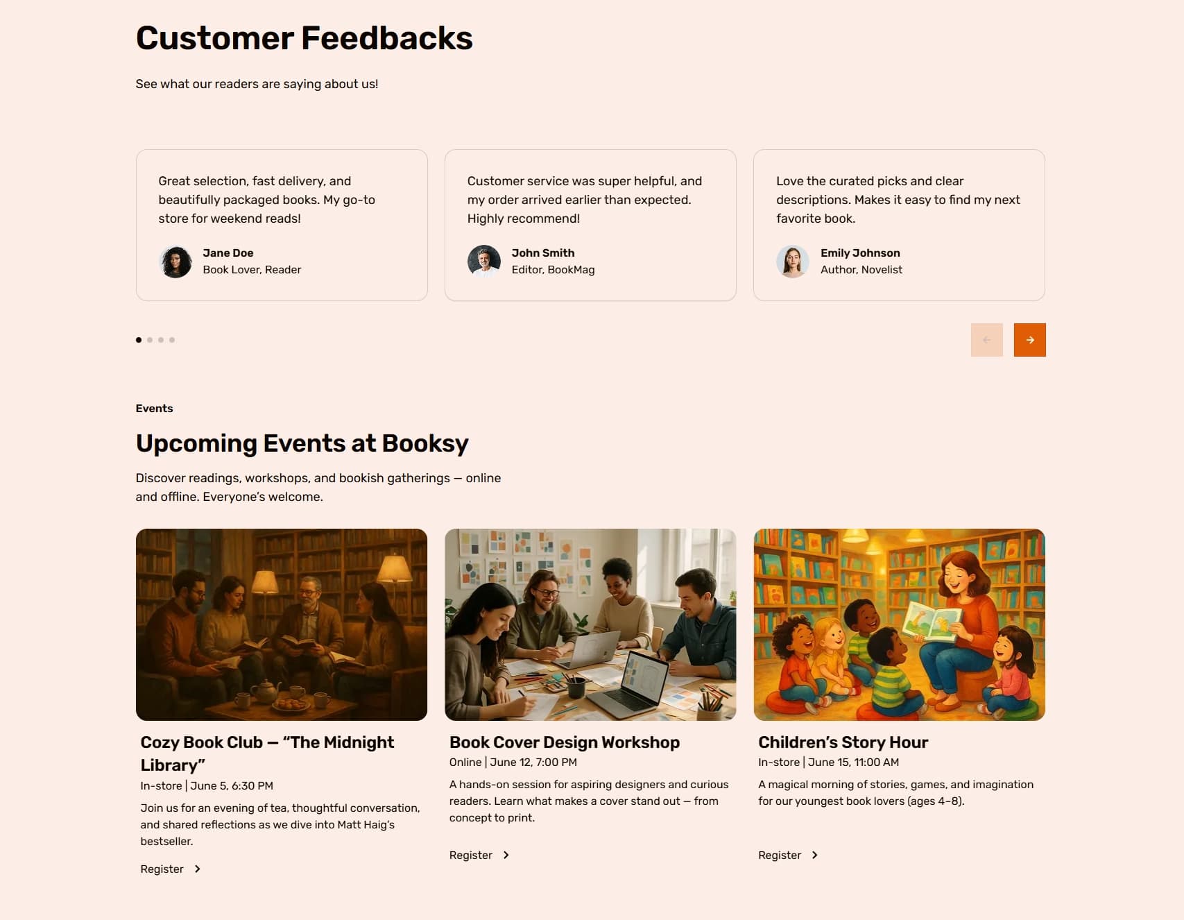 Feedbacks and events
